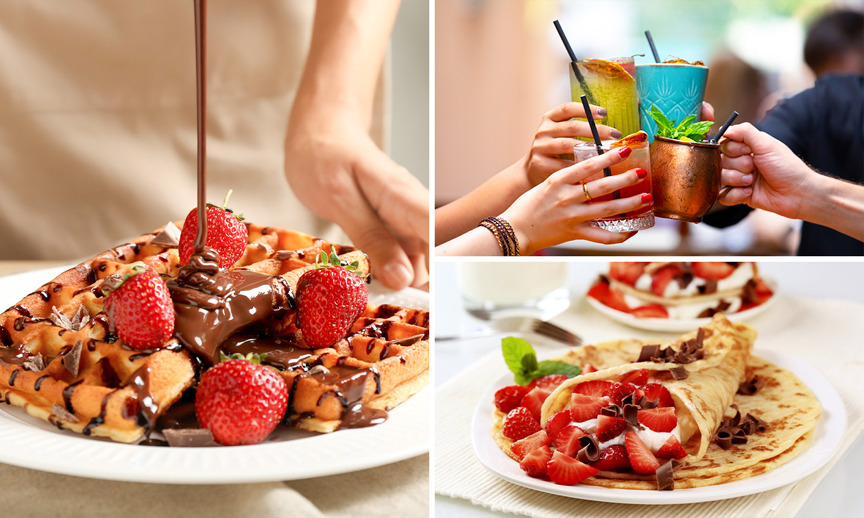 Wafel of crêpe + mocktail naar keuze