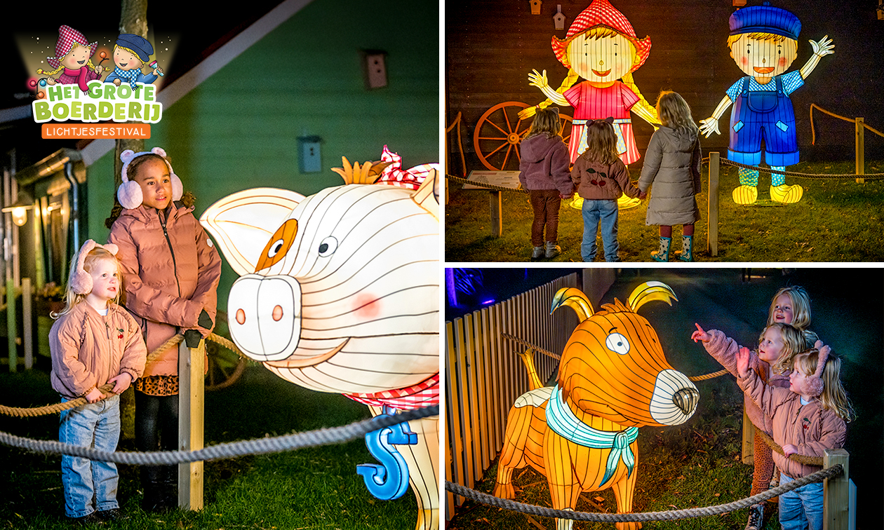 Eintritt zum Großen Bauernhof-Lichtfestival auf dem Erlebnisbauernhof Molenwaard + Getränk