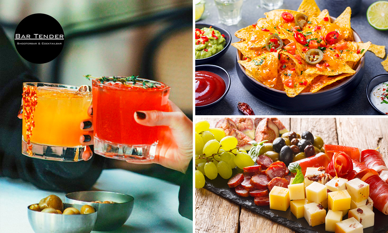 Cocktail met onbeperkt nacho's of luxe bittergarnituur (60 min)
