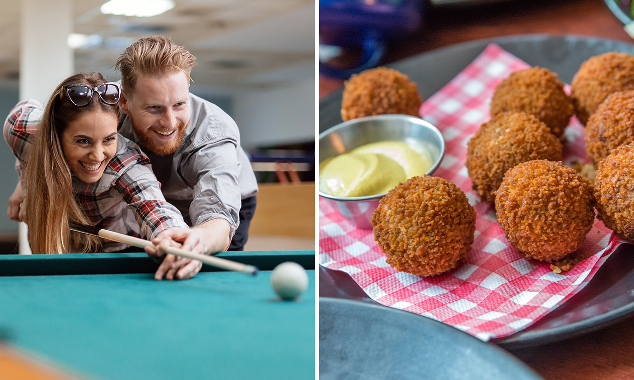 Poolen of snookeren (1 of 2 uur) voor 2 tot 4 pers. + bittergarnituur