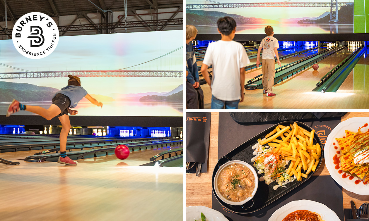 Bowlen (55 of 115 min) + hoofdgerecht naar keuze bij Burney's
