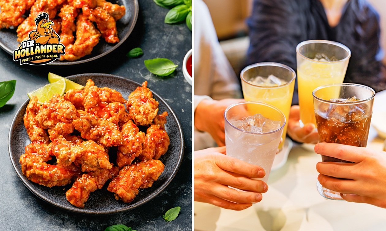 Korean Fried Chicken oder Burger nach Wahl + Große Pommes + Softdrink
