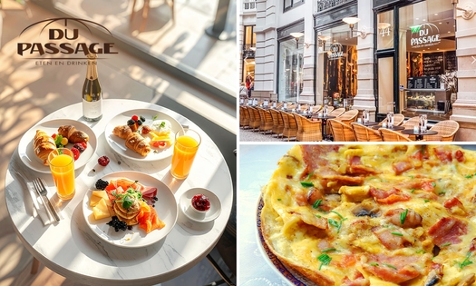 Ontbijt met verse jus d'orange + koffie/thee en evt. prosecco bij Du Passage in hartje Den Haag