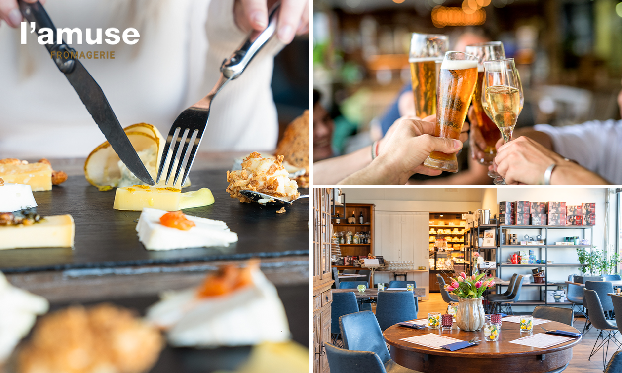 Kaasproeverij + 3 dranken naar keuze bij Fromagerie L`Amuse