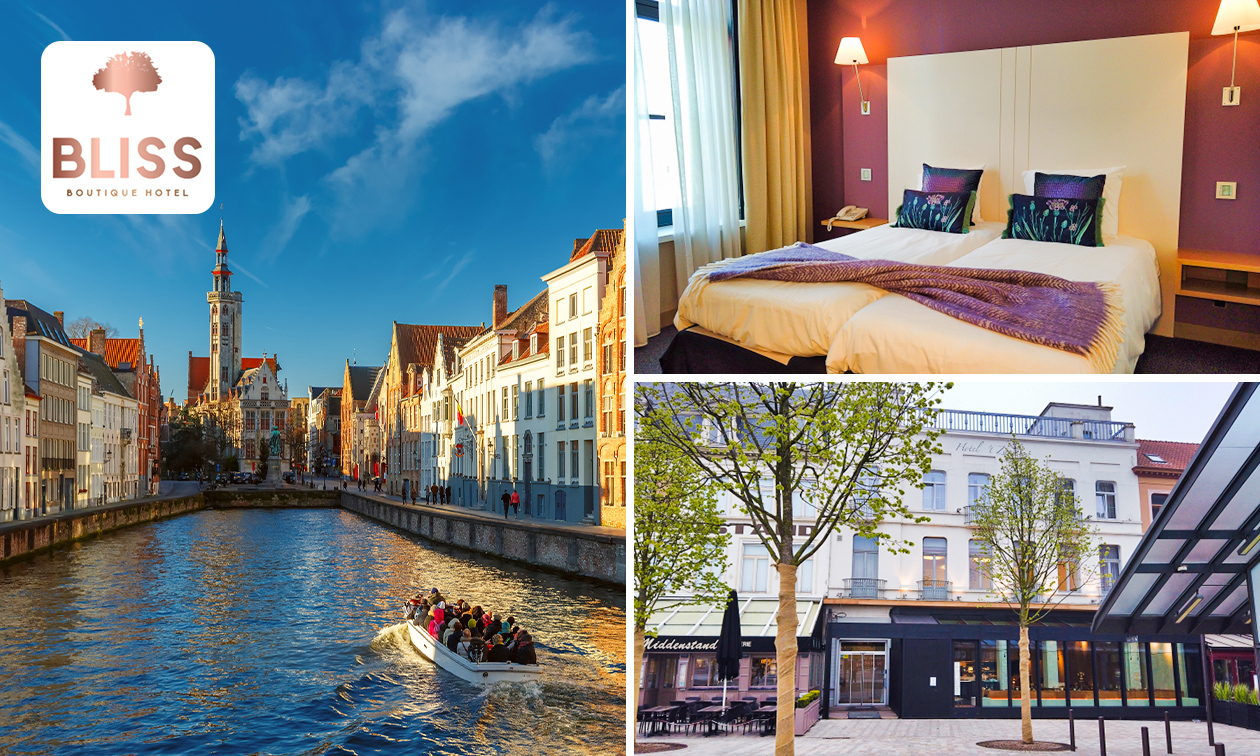 Overnachting voor 2 + ontbijt + late check-out in Brugge