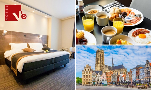 Overnachting voor 2 + ontbijt + late check-out bij Hotel Vé in Mechelen