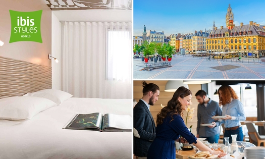 Overnachting voor 2 + ontbijt + late check-out bij ibis Styles Lille Aéroport