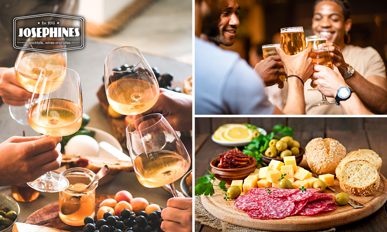 High wine, beer of cocktail met uitgebreid borrelplateau