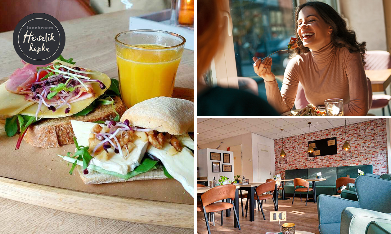 Ontbijtplank + glas jus d'orange bij Lunchroom Hertelik Hepke