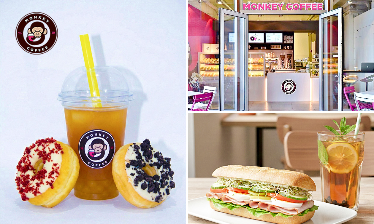 Donut naar keuze + bubble tea OF panini/tosti + iced tea naar keuze