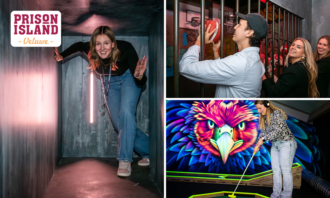 Prison Island (1,5 of 2 uur) + bittergarnituur + evt .Glow Minigolf