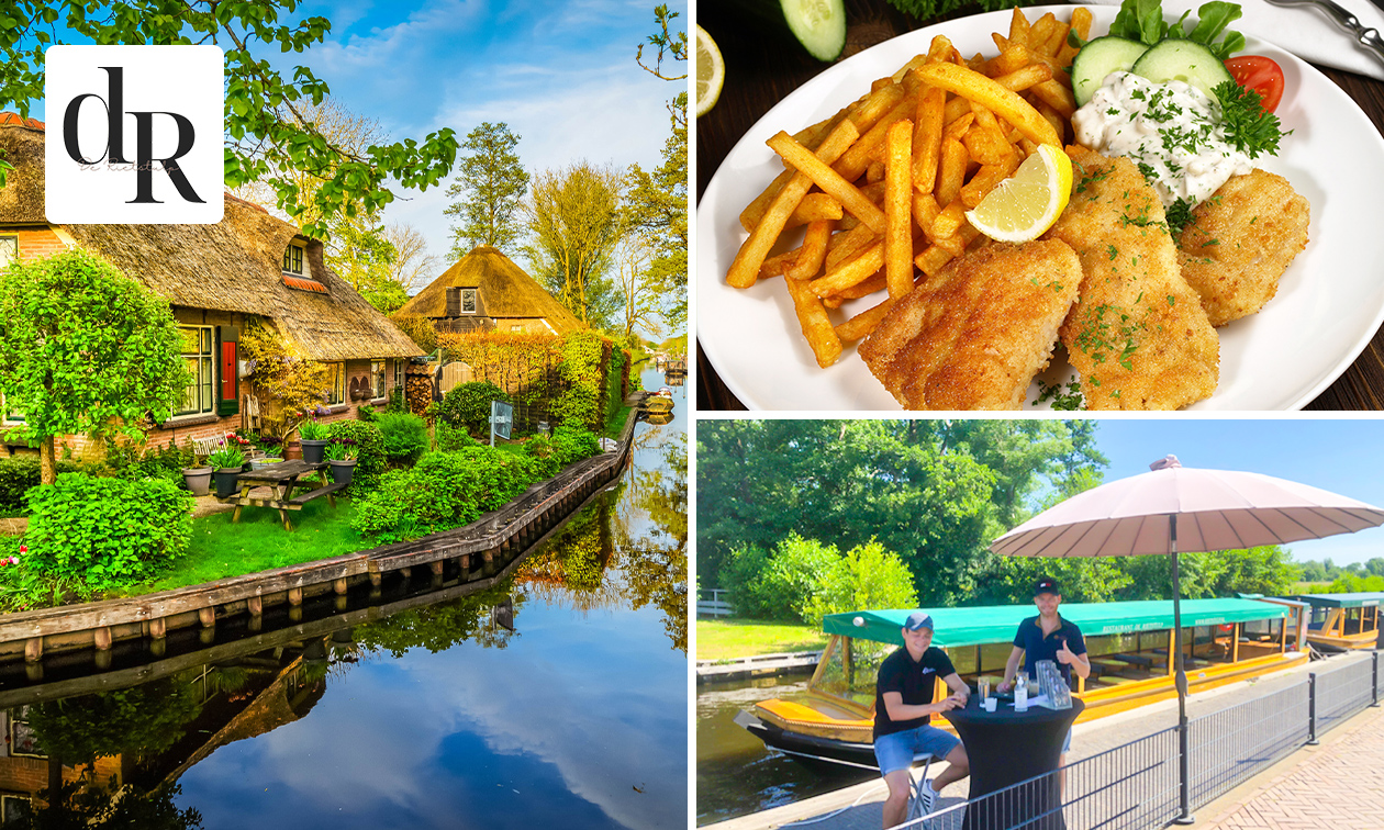 Rondvaart (2 uur) + 3-gangen keuzediner bij Restaurant De Rietstulp in Giethoorn