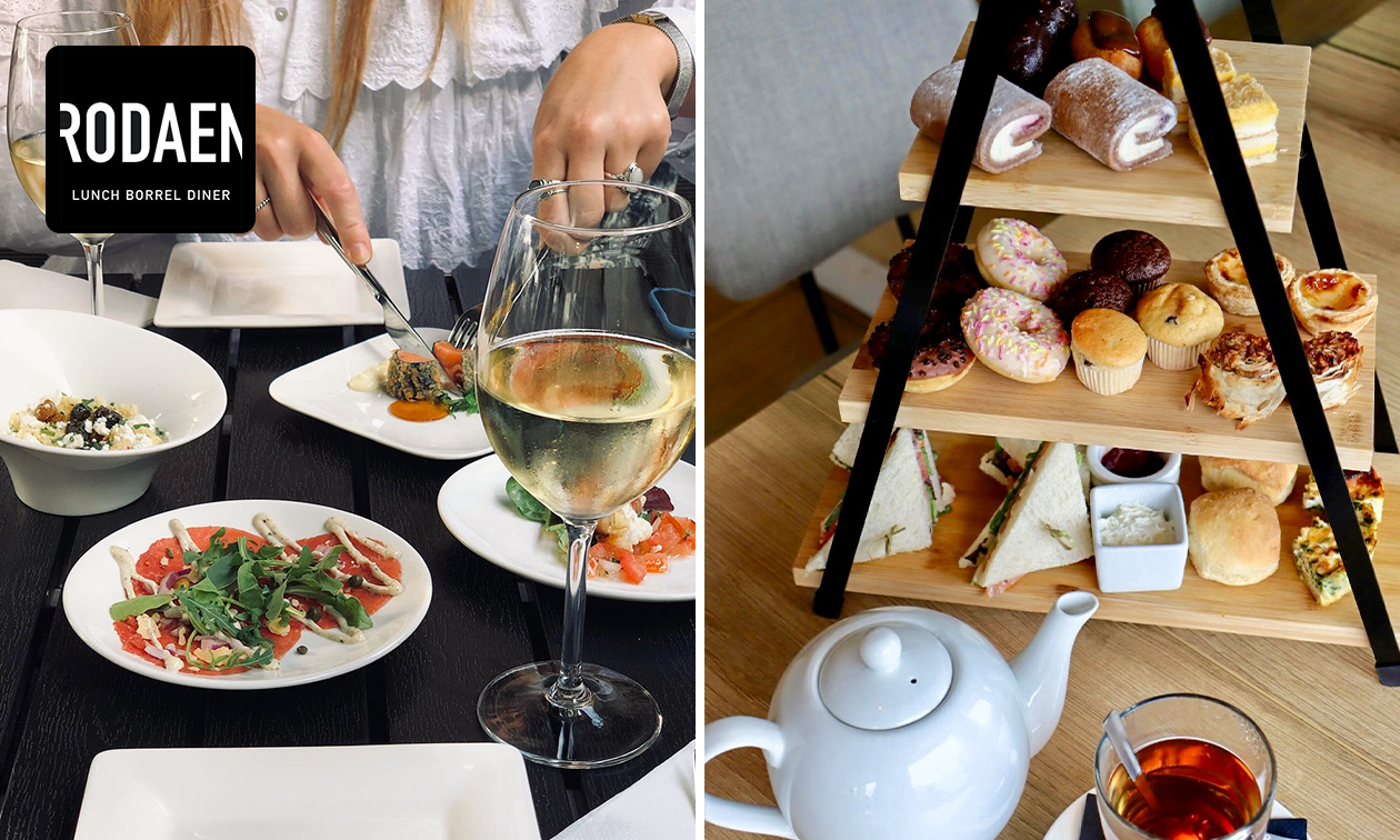 High tea of tapasetagère bij Restaurant Rodaen