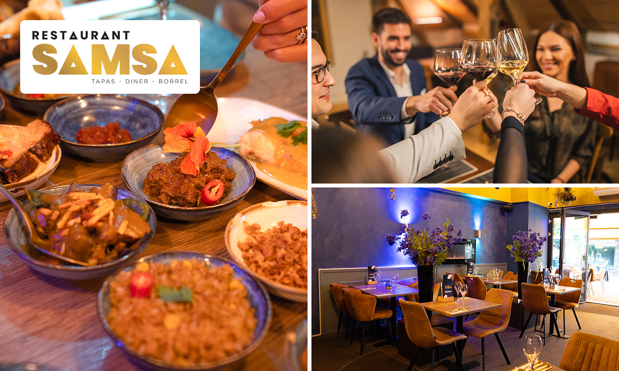 Onbeperkt culinaire tapas + evt 2 drankjes bij Restaurant Samsa
