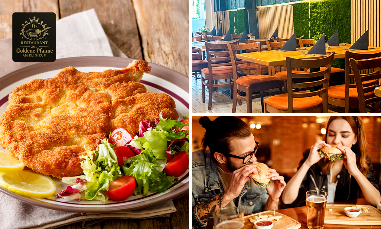 2-gangen burgerlunch of -diner of 2-gangen schnitzellunch of -diner voor afhaal of dine-in