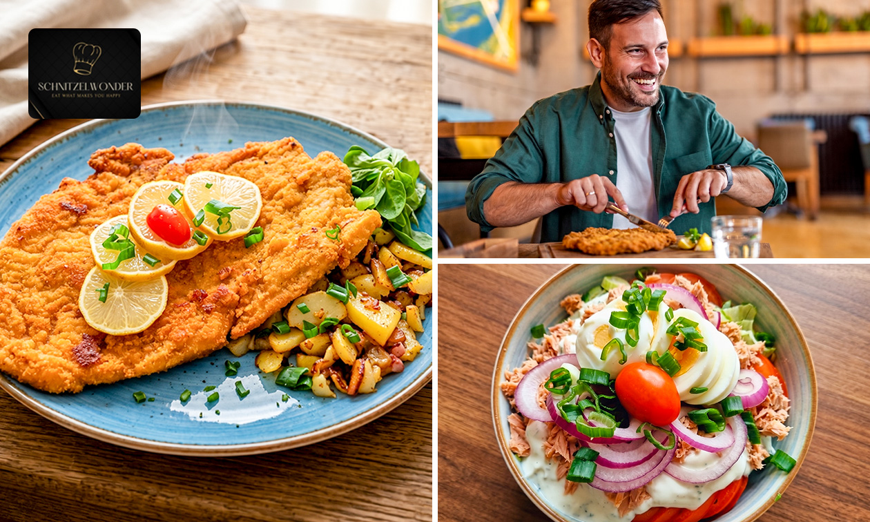 3-gangen (XXL-)schnitzeldiner of -lunch
