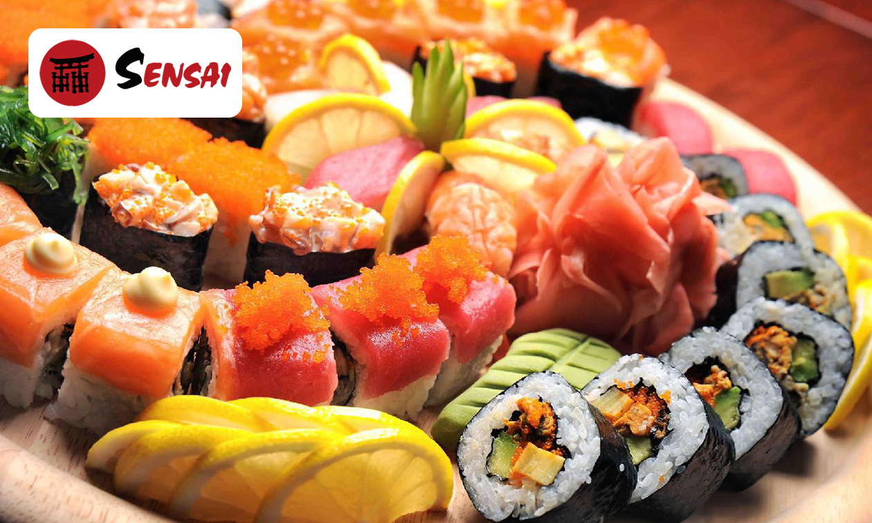 2-gangenlunch of -diner met sushimix (53 stuks) en misosoep of mini-loempia bij Sensai