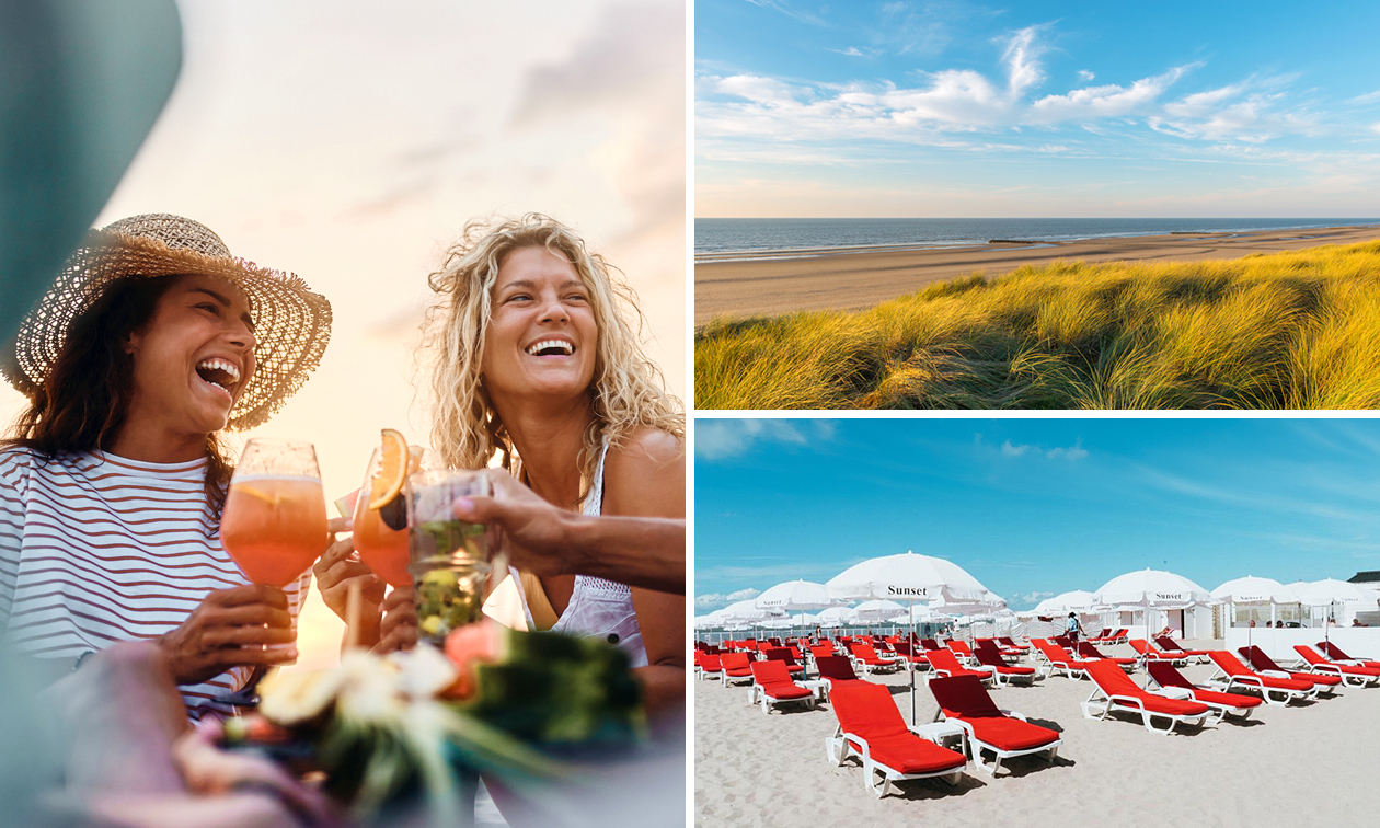Strandbed + tropische cocktail aan het strand in Blankenberge