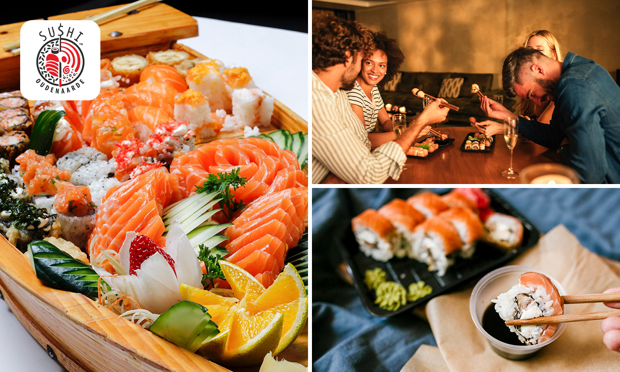 Sushiboot (24, 36 of 48 stuks) + sashimi (6, 8 of 12 stuks) bij Sushi Oudenaarde