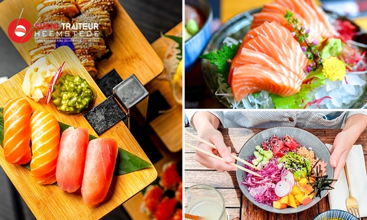 Pokébowl naar keuze of sushibox (24, 48 of 72 stuks) voor afhaal