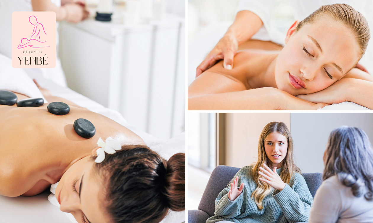 Hotstone- of ontspanningsmassage (60 min) of NEI-therapie