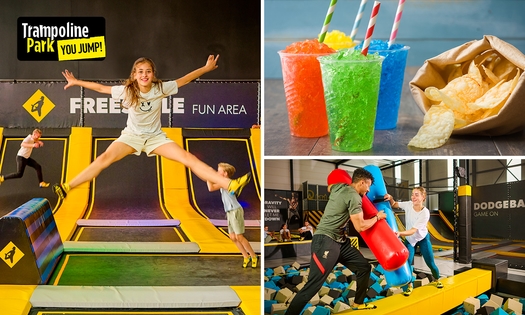 Ticket voor You Jump Spijkenisse (90 of 120 min) + sokken + chips + slushy